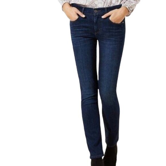 ANN TAYLOR LOFT Modern Straight Jeans High Rise Dark Wash Size  25 - Picture 2 of 10